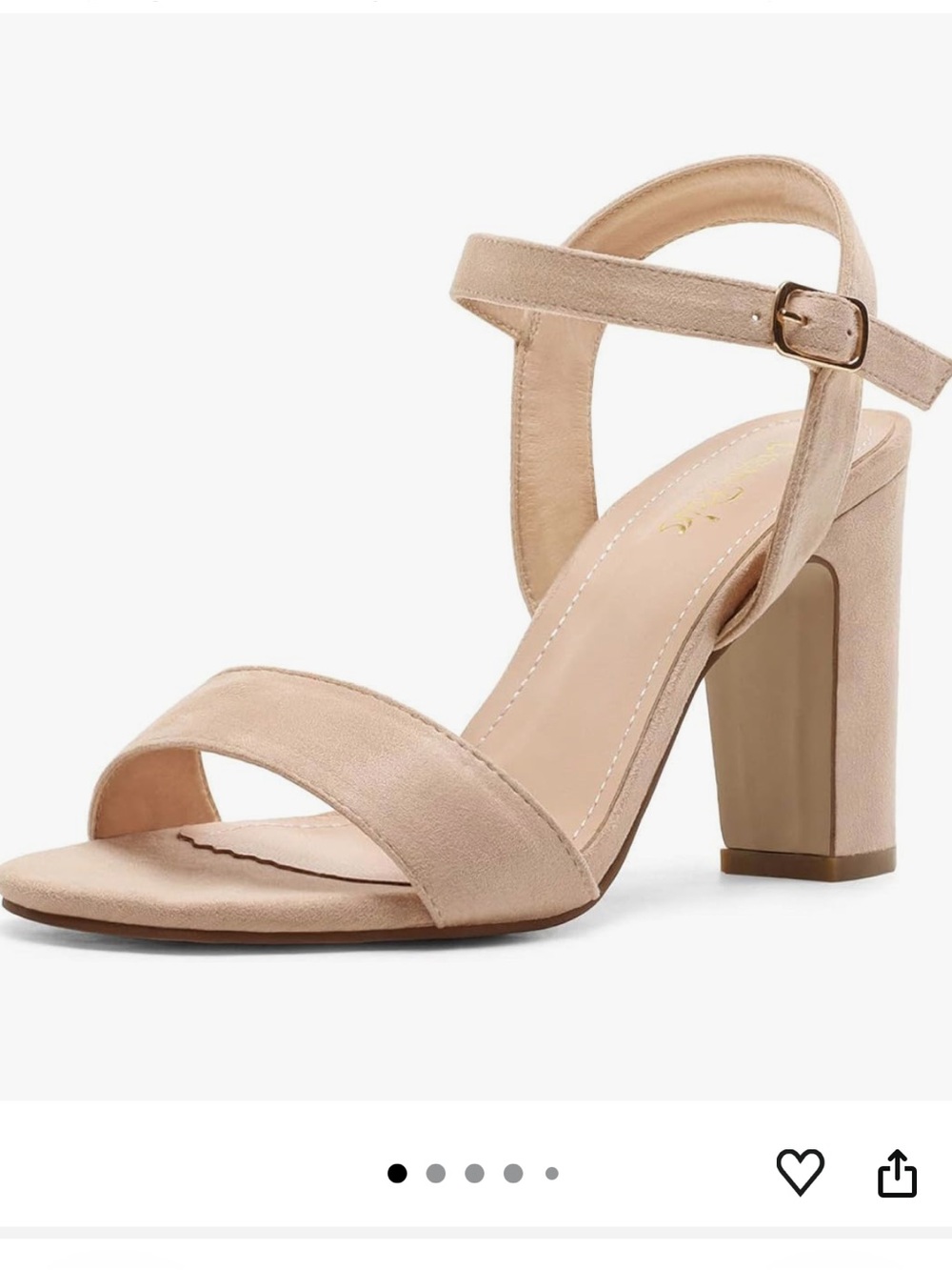 Block Heel Ankle-Strap Sandal in Nude